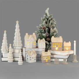 CERAMIC CANDLEHOLDER,HOUSE,TREE